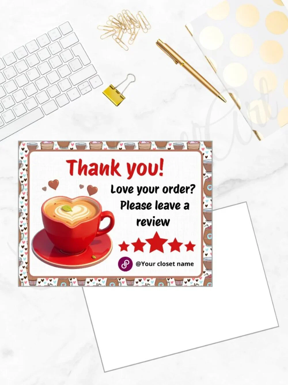 100 Personalized Coffe Thank You Cards Small Business, 4×3 in